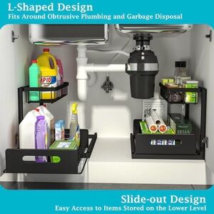 L-Shaped Slide-Out Under Sink Organizer NWT